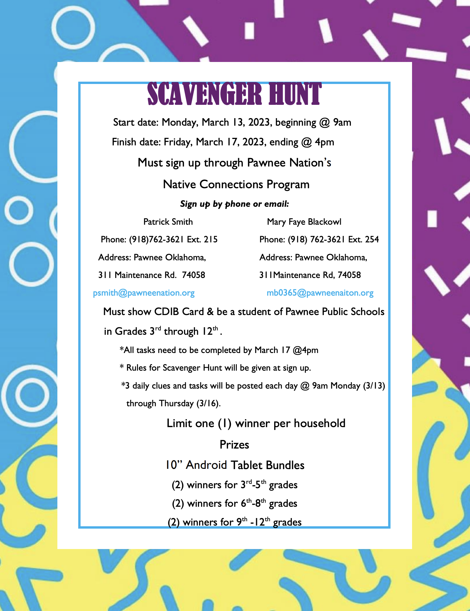 Native Connections Spring Break Scavenger Hunt Rules and Instructions ...