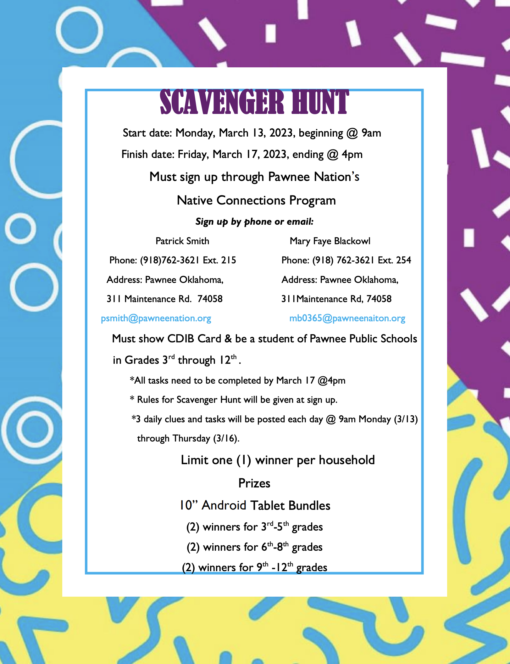 Native Connections Spring Break Scavenger Hunt Rules And Instructions 