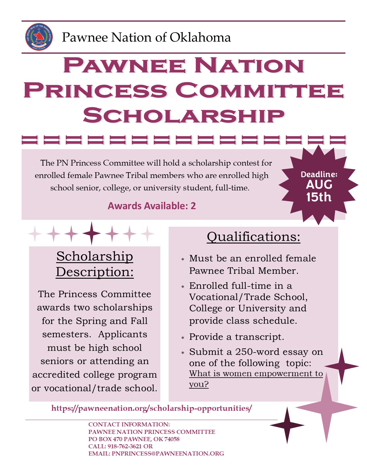 PN Princess Committee Scholarship Fall