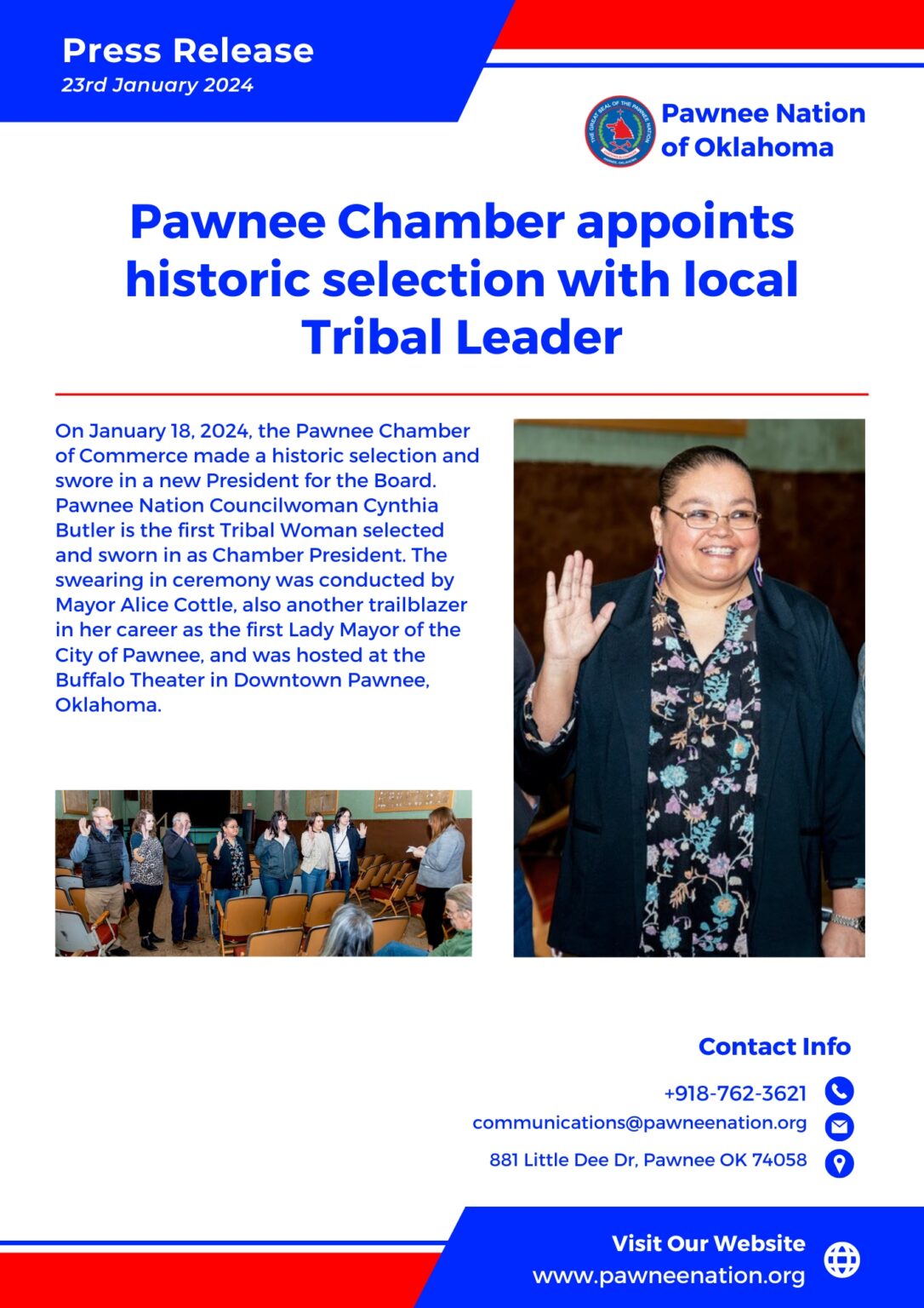 Pawnee Chamber appoints historic selection with local Tribal Leader